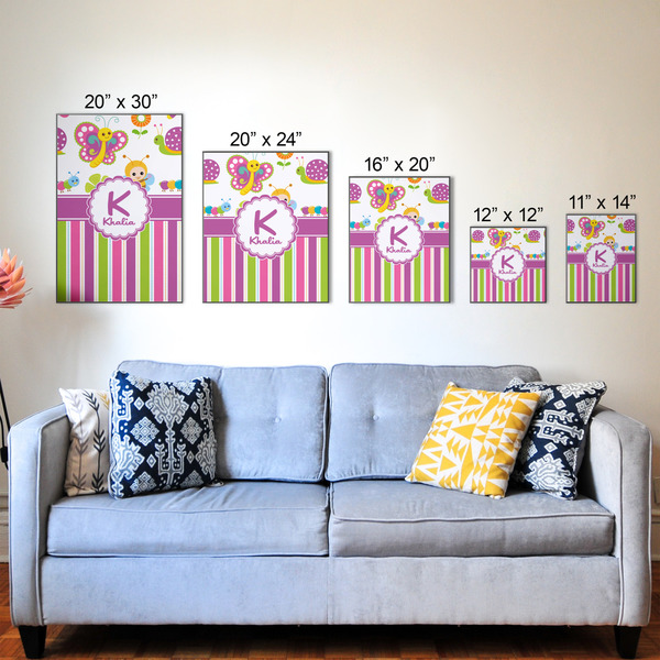 Butterflies & Stripes Wood Prints - Size Comparison