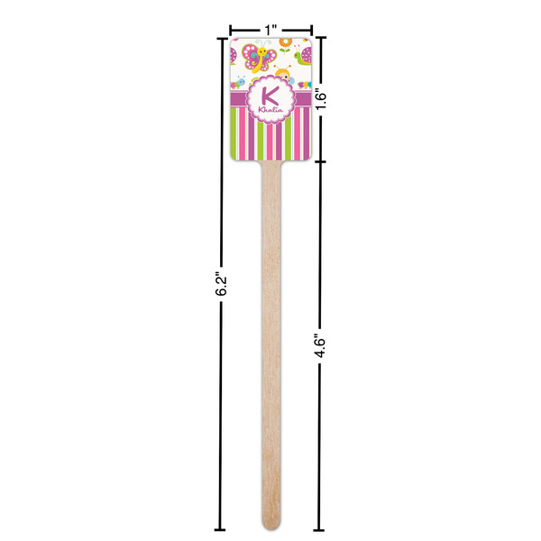Butterflies & Stripes Wooden 6.25" Stir Stick - Rectangular - Dimensions