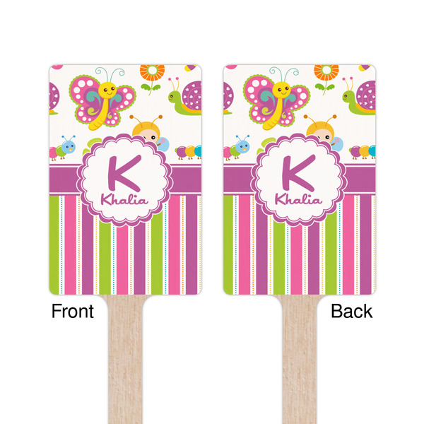 Butterflies & Stripes Wooden 6.25" Stir Stick - Rectangular - Double Sided - Front & Back