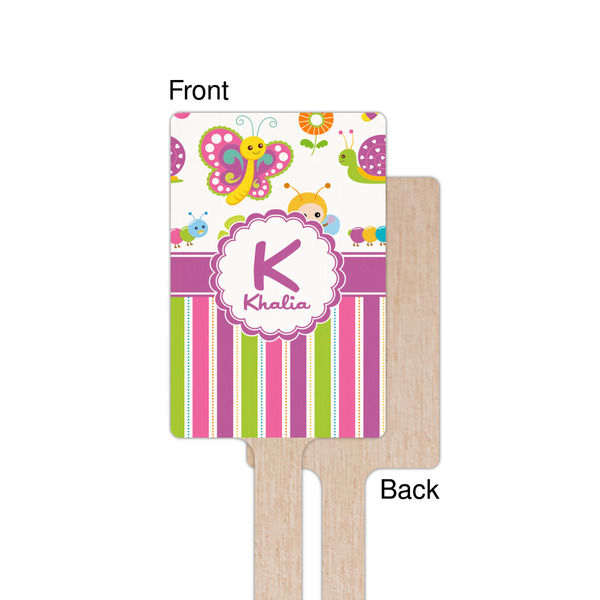 Butterflies & Stripes Wooden 6.25" Stir Stick - Rectangular - Single - Front & Back