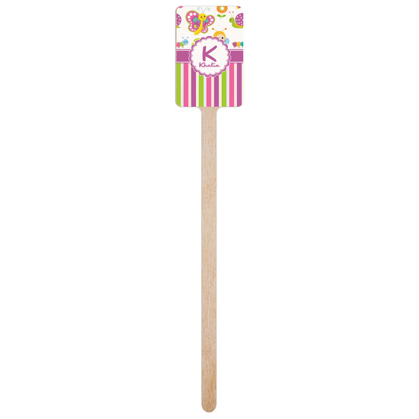 Butterflies & Stripes Wooden 6.25" Stir Stick - Rectangular - Single Stick
