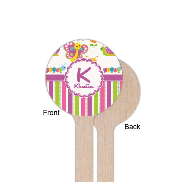 Butterflies & Stripes Wooden 6" Stir Stick - Round - Single Sided - Front & Back