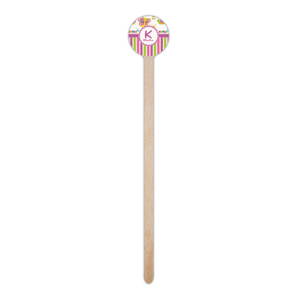 Butterflies & Stripes Wooden 6" Stir Stick - Round - Single Stick