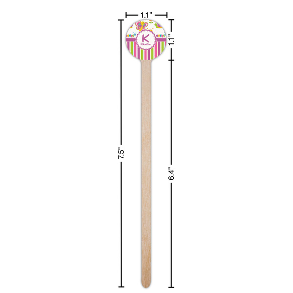 Butterflies & Stripes Wooden 7.5" Stir Stick - Round - Dimensions