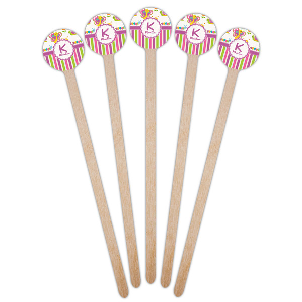 Butterflies & Stripes Wooden 7.5" Stir Stick - Round - Fan View