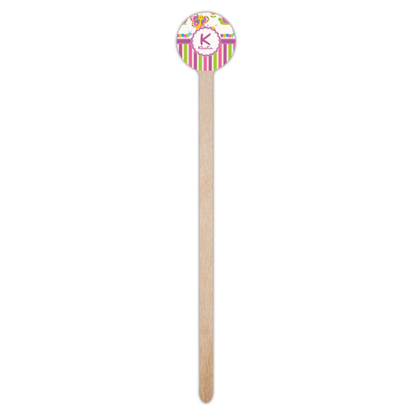 Butterflies & Stripes Wooden 7.5" Stir Stick - Round - Single Stick