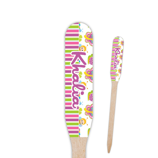 Custom Butterflies & Stripes Paddle Wooden Food Picks - Double Sided (Personalized)