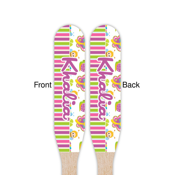Butterflies & Stripes Wooden Food Pick - Paddle - Double Sided - Front & Back