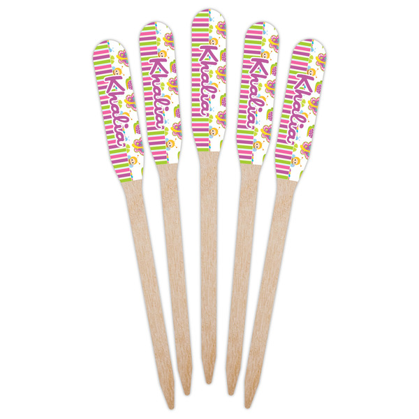Butterflies & Stripes Wooden Food Pick - Paddle - Fan View