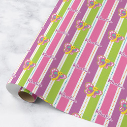 Butterflies & Stripes Wrapping Paper Roll - Medium - Matte (Personalized)