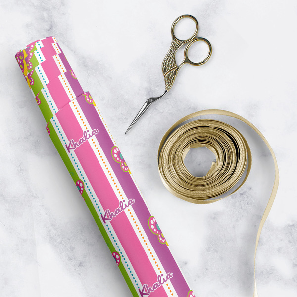Butterflies & Stripes Wrapping Paper Rolls - Lifestyle 1