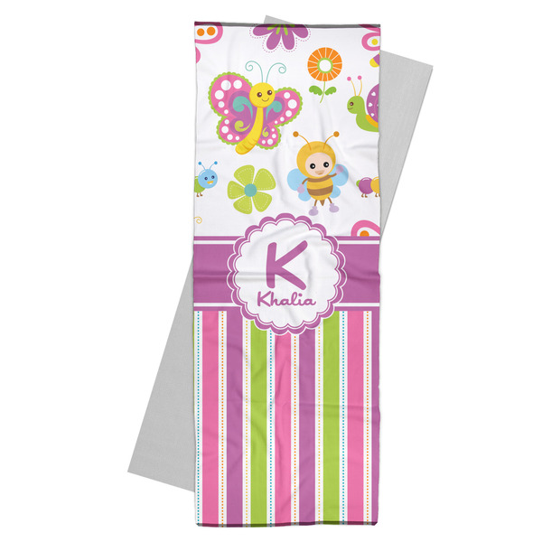 Custom Butterflies & Stripes Yoga Mat Towel (Personalized)