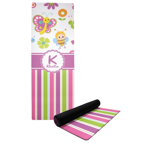 Custom Butterflies & Stripes Yoga Mat (Personalized)