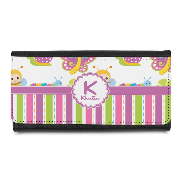 Custom Butterflies & Stripes Leatherette Ladies Wallet (Personalized)