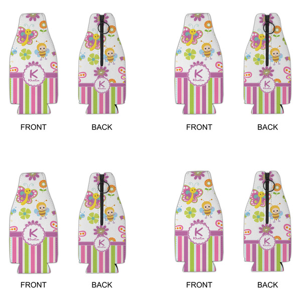 Butterflies & Stripes Zipper Bottle Cooler - Set of 4 - APPROVAL