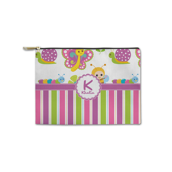 Custom Butterflies & Stripes Zipper Pouch - Small - 8.5"x6" (Personalized)