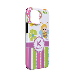 Butterflies & Stripes iPhone Case - Rubber Lined - iPhone 13 Mini (Personalized)