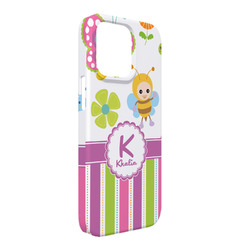 Butterflies & Stripes iPhone Case - Plastic - iPhone 13 Pro Max (Personalized)