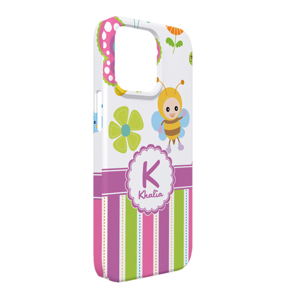 Custom Butterflies & Stripes iPhone Case - Plastic - iPhone 13 Pro Max (Personalized)