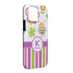 Butterflies & Stripes iPhone Case - Rubber Lined - iPhone 13 Pro Max (Personalized)