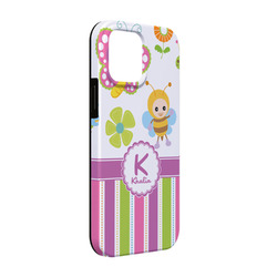 Butterflies & Stripes iPhone Case - Rubber Lined - iPhone 13 Pro (Personalized)