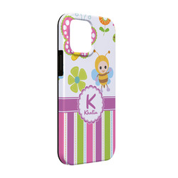 Butterflies & Stripes iPhone Case - Rubber Lined - iPhone 13 (Personalized)