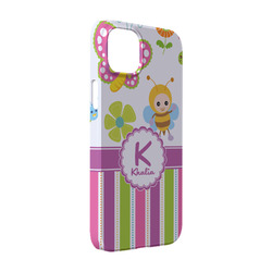 Butterflies & Stripes iPhone Case - Plastic - iPhone 14 (Personalized)