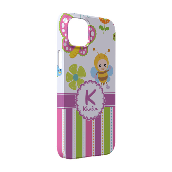 Custom Butterflies & Stripes iPhone Case - Plastic - iPhone 14 (Personalized)