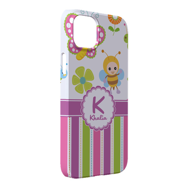 Custom Butterflies & Stripes iPhone Case - Plastic - iPhone 14 Plus (Personalized)