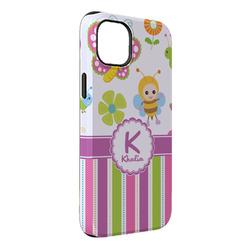 Butterflies & Stripes iPhone Case - Rubber Lined - iPhone 14 Plus (Personalized)