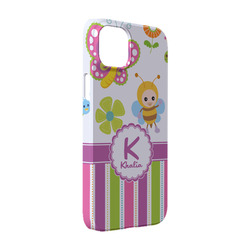 Butterflies & Stripes iPhone Case - Plastic - iPhone 14 Pro (Personalized)