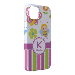 Butterflies & Stripes iPhone Case - Plastic - iPhone 14 Pro Max (Personalized)