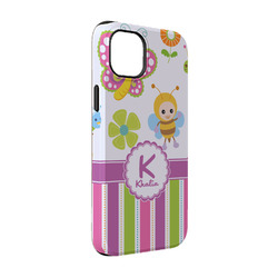 Butterflies & Stripes iPhone Case - Rubber Lined - iPhone 14 Pro (Personalized)
