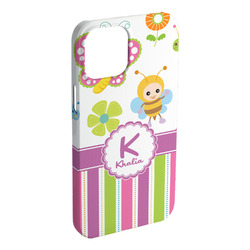 Butterflies & Stripes iPhone Case - Plastic - iPhone 15 Plus (Personalized)