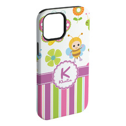 Butterflies & Stripes iPhone Case - Rubber Lined - iPhone 15 Plus (Personalized)