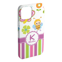 Butterflies & Stripes iPhone Case - Plastic - iPhone 15 Pro Max (Personalized)