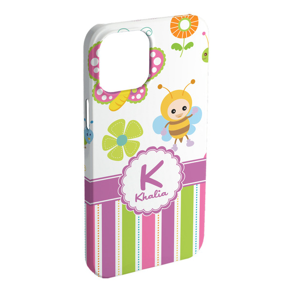 Custom Butterflies & Stripes iPhone Case - Plastic - iPhone 15 Pro Max (Personalized)