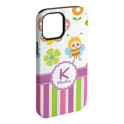 Butterflies & Stripes iPhone Case - Rubber Lined (Personalized)