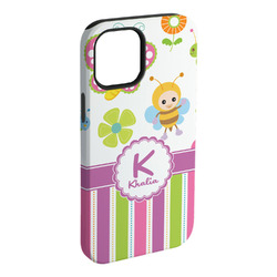 Butterflies & Stripes iPhone Case - Rubber Lined (Personalized)