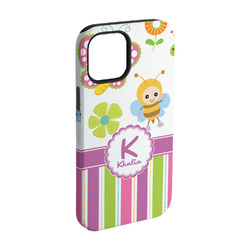 Butterflies & Stripes iPhone Case - Rubber Lined - iPhone 15 Pro (Personalized)
