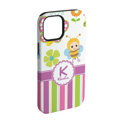 Butterflies & Stripes iPhone Case - Rubber Lined - iPhone 15 (Personalized)