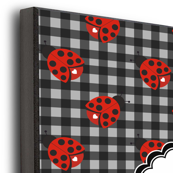 Ladybugs & Stripes 11x14 Wood Print - Closeup