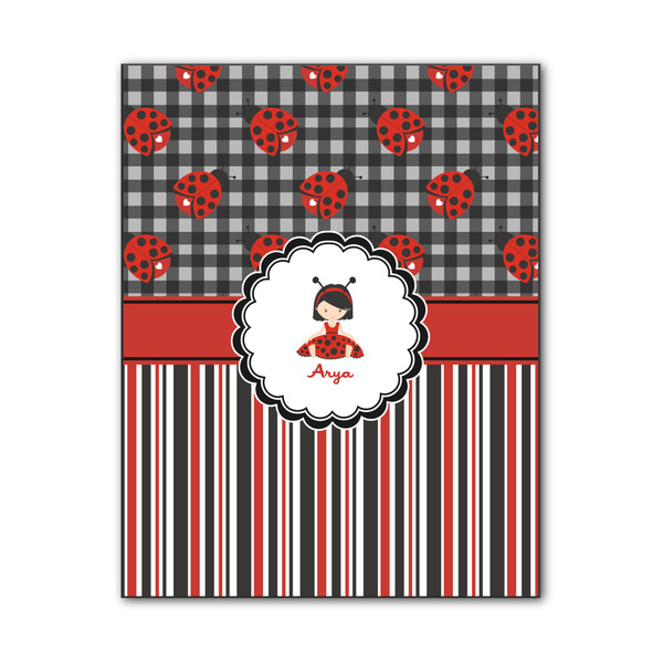 Custom Ladybugs & Stripes Wood Print - 11x14 (Personalized)