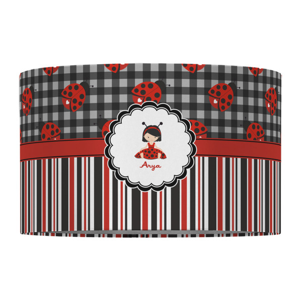 Ladybugs & Stripes 12" Drum Lampshade - FRONT (Fabric)