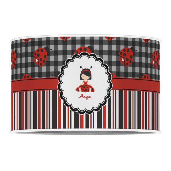 Ladybugs & Stripes 12" Drum Lampshade - FRONT (Poly Film)