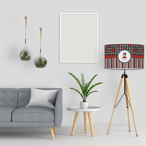 Ladybugs & Stripes 12" Drum Lampshade - LIFESTYLE