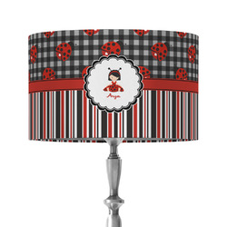 Ladybugs & Stripes 12" Drum Lamp Shade - Fabric (Personalized)