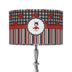 Ladybugs & Stripes 12" Drum Lamp Shade - Fabric (Personalized)