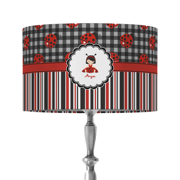 Custom Ladybugs & Stripes 12" Drum Lamp Shade - Fabric (Personalized)