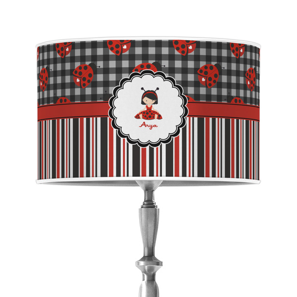 Custom Ladybugs & Stripes 12" Drum Lamp Shade - Poly-film (Personalized)